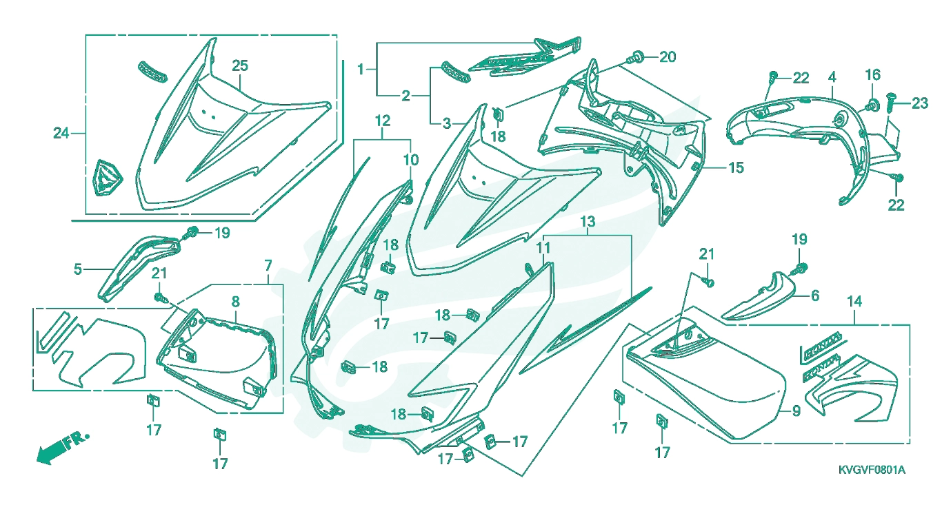 BỘ PHỤ TÙNG F - 8 - 1 CATALOGUE CHẮN BÙN TRƯỚC (ANC110A / ACA110A) HONDA AIR BLADE 110 (03 / 2007 - 12 / 2012)
