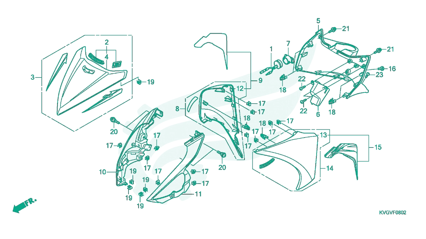 BỘ PHỤ TÙNG F - 8 - 2 CATALOGUE CHẮN BÙN TRƯỚC (ACA110B) HONDA AIR BLADE 110 (03 / 2007 - 12 / 2012)