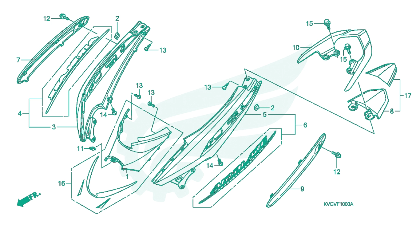 BỘ PHỤ TÙNG F - 10 CATALOGUE ỐP THÂN (ANC1107 / 8) HONDA AIR BLADE 110 (03 / 2007 - 12 / 2012)