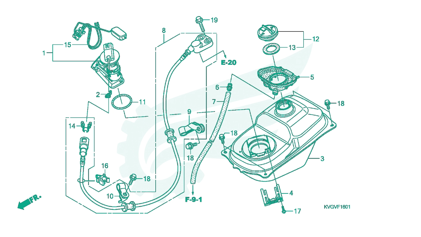 BỘ PHỤ TÙNG F - 16 - 1 CATALOGUE BÌNH XĂNG / BƠM XĂNG (ANC110A / ACA110A) HONDA AIR BLADE 110 (03 / 2007 - 12 / 2012)