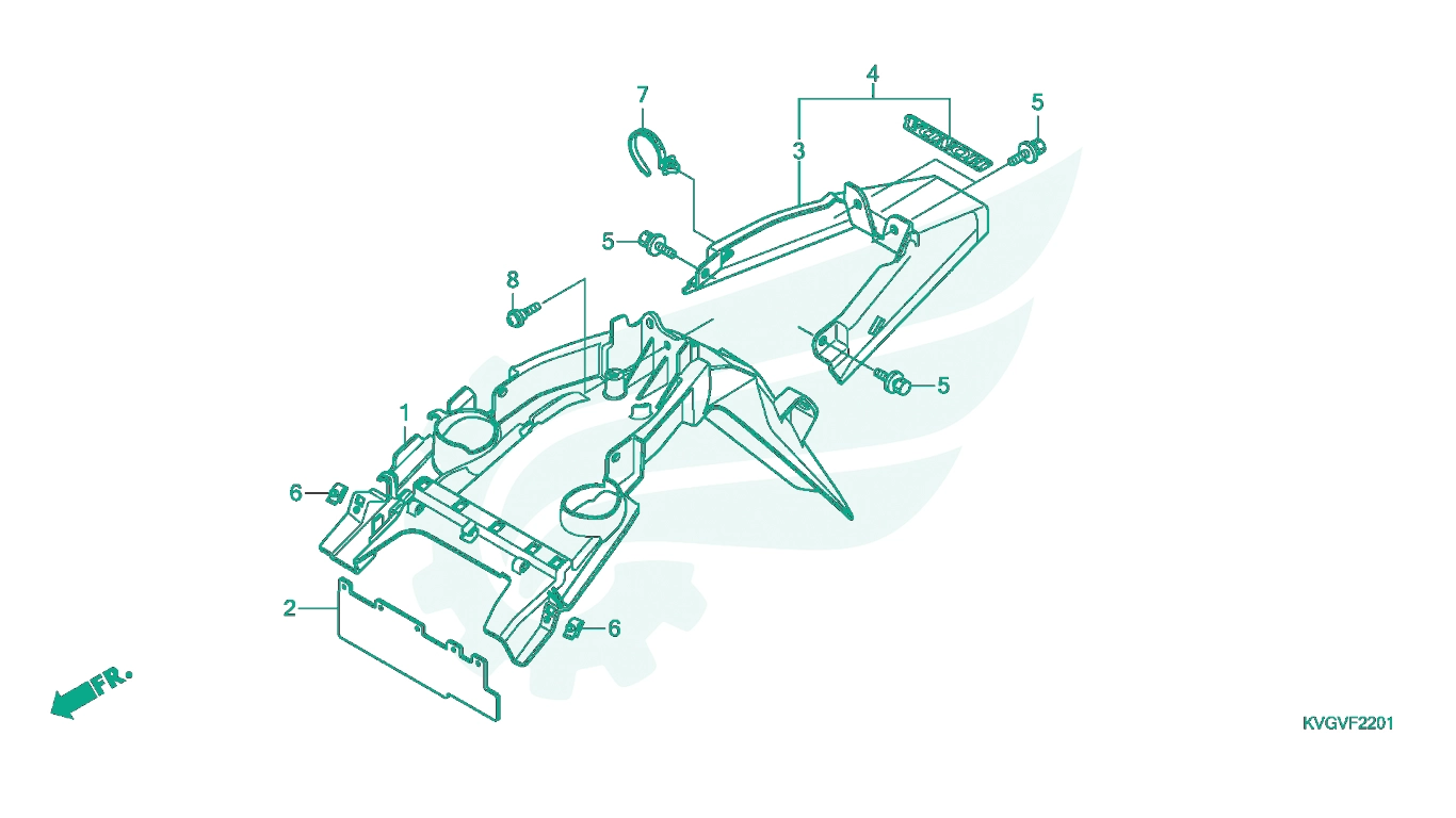 BỘ PHỤ TÙNG F - 22 - 1 CATALOGUE CHẮN BÙN SAU (ACA110B) HONDA AIR BLADE 110 (03 / 2007 - 12 / 2012)
