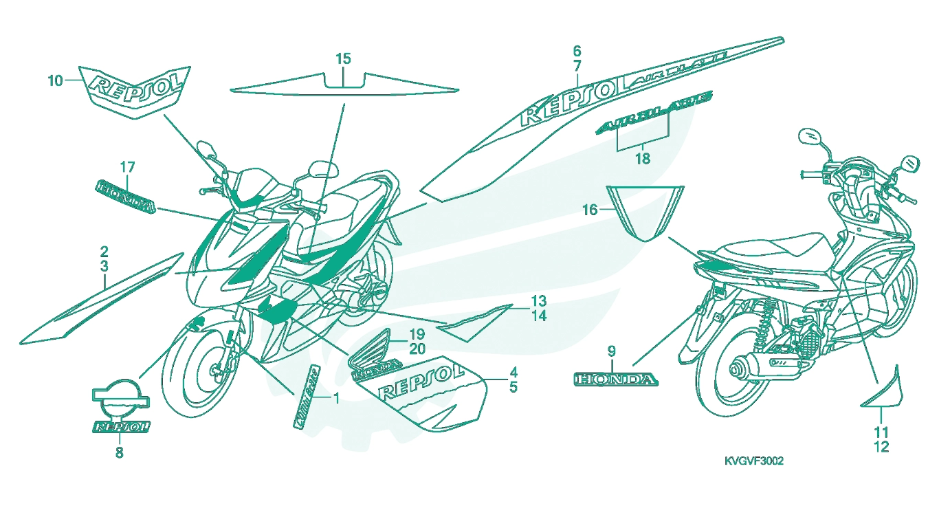 BỘ PHỤ TÙNG F - 30 - 2 CATALOGUE TEM MÁC XE (ANC110ACV8 - V) HONDA AIR BLADE 110 (03 / 2007 - 12 / 2012)
