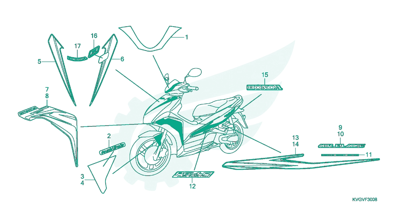 BỘ PHỤ TÙNG F - 30 - 8 CATALOGUE TEM MÁC XE (ACA110CBFB - 2V) HONDA AIR BLADE 110 (03 / 2007 - 12 / 2012)