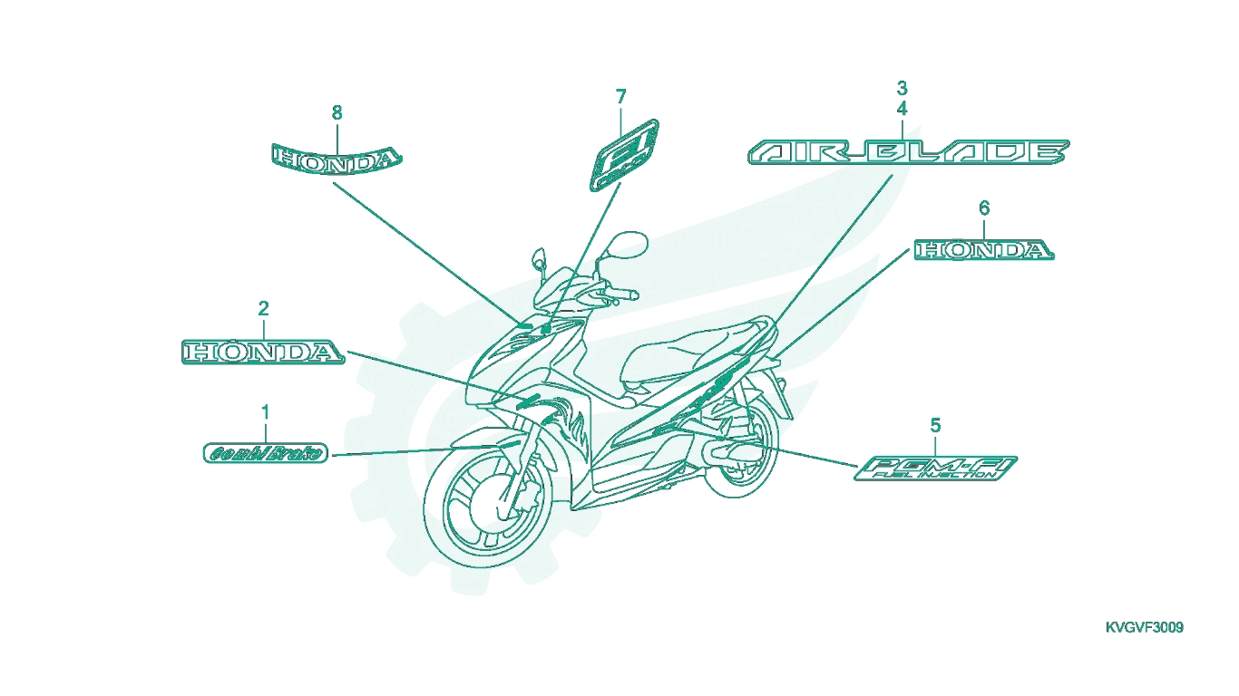 BỘ PHỤ TÙNG F - 30 - 9 CATALOGUE TEM MÁC XE (ACA110CBFB - 3V) HONDA AIR BLADE 110 (03 / 2007 - 12 / 2012)