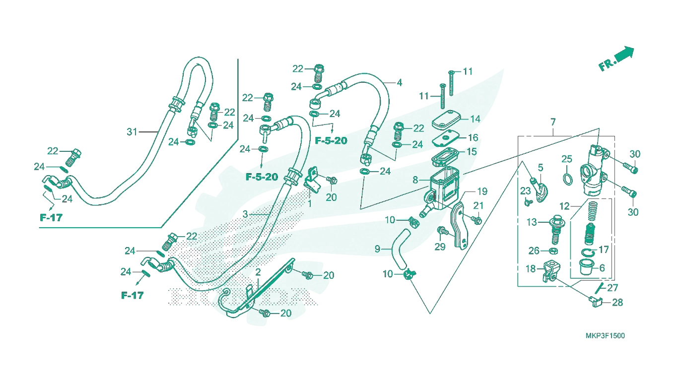 BỘ PHỤ TÙNG F - 15 CATALOGUE CỤM TAY THẮNG SAU HONDA CBR500R (2019)