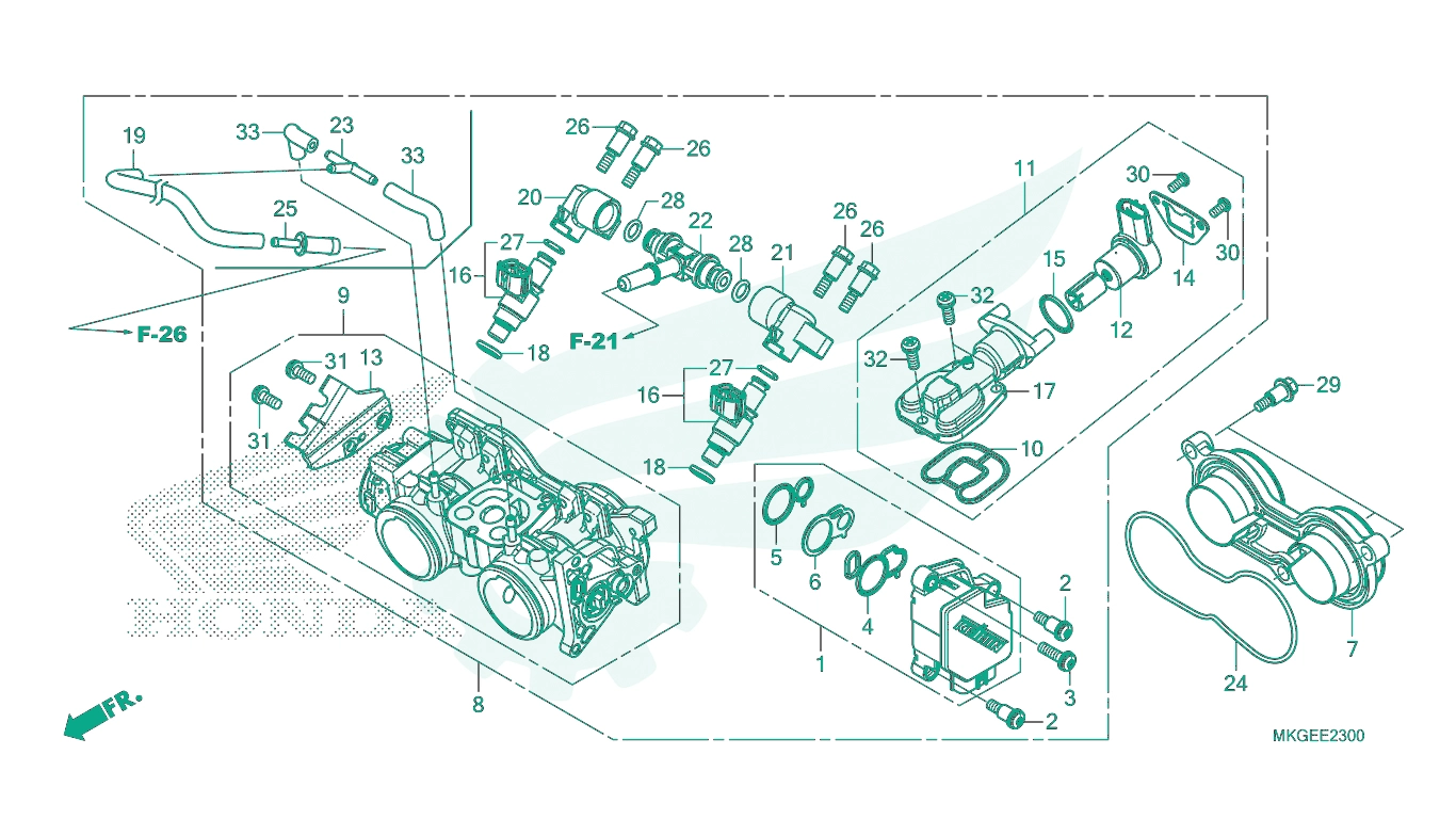 BỘ PHỤ TÙNG E - 23 CATALOGUE CỤM BƯỚM GA HONDA REBEL 500 (2023)