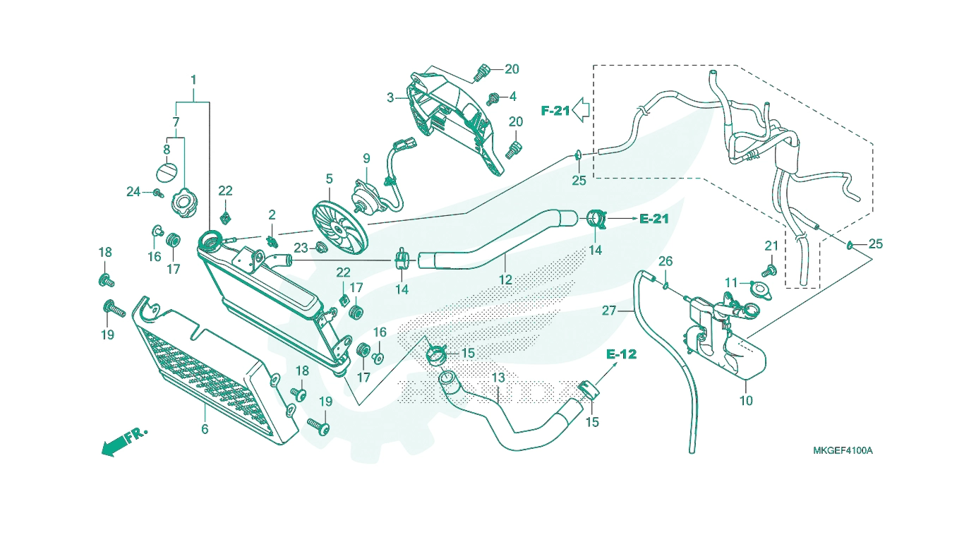 BỘ PHỤ TÙNG F - 41 CATALOGUE KÉT NƯỚC HONDA REBEL 500 (2023)