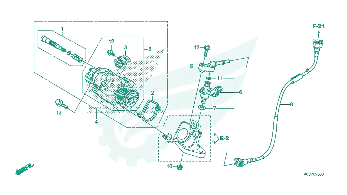 BỘ PHỤ TÙNG E - 23 CATALOGUE CỤM BƯỚM GA HONDA WAVE 110 K03V (2014)
