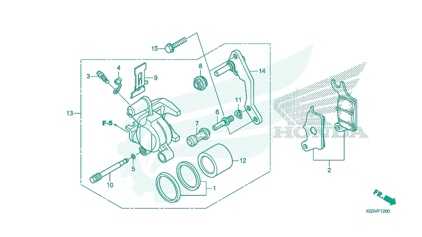 BỘ PHỤ TÙNG F - 12 CATALOGUE CỤM HEO THẮNG TRƯỚC HONDA WAVE 110 K03V (2014)