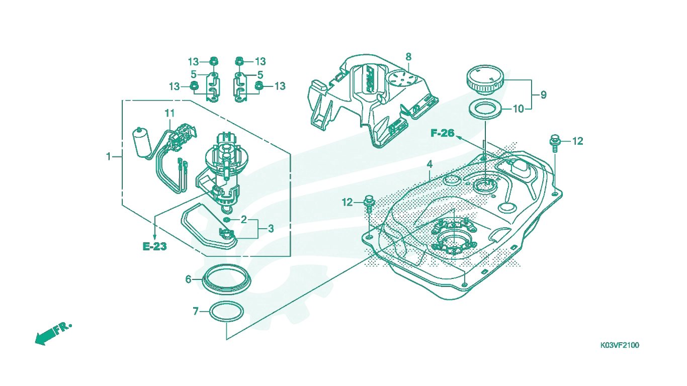 BỘ PHỤ TÙNG F - 21 CATALOGUE BÌNH XĂNG HONDA WAVE 110 K03V (2014)