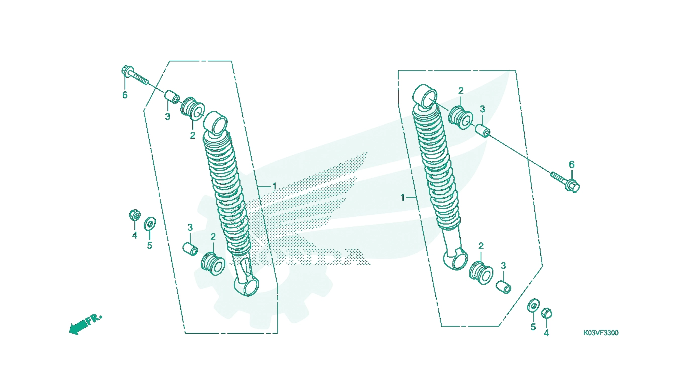 BỘ PHỤ TÙNG F - 33 CATALOGUE GIẢM XÓC SAU HONDA WAVE 110 K03V (2014)