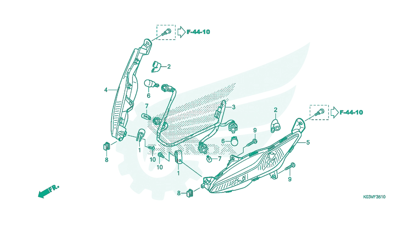 BỘ PHỤ TÙNG F - 35 - 10 CATALOGUE ĐÈN XI - NHAN TRƯỚC HONDA WAVE 110 K03V (2014)