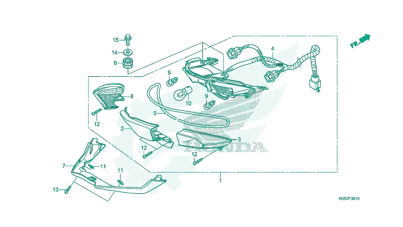 BỘ PHỤ TÙNG F - 36 - 10 CATALOGUE CỤM ĐÈN HẬU HONDA WAVE 110 K03V (2014)