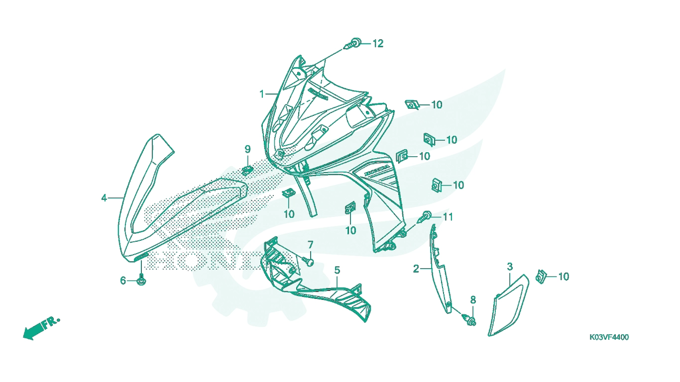 BỘ PHỤ TÙNG F - 44 CATALOGUE MẶT NẠ TRƯỚC HONDA WAVE 110 K03V (2014)