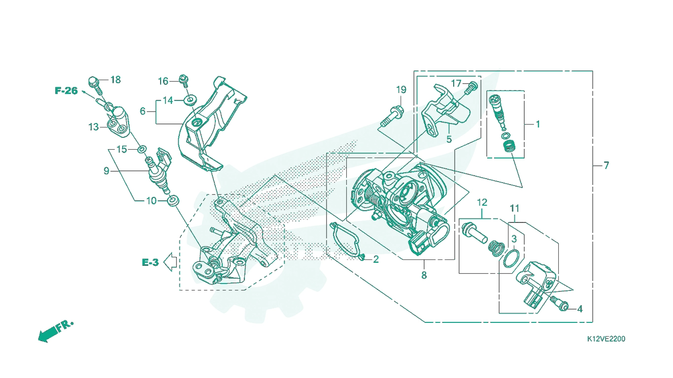 BỘ PHỤ TÙNG E - 22 CATALOGUE BỘ HỌNG GA HONDA LEAD 125 K12 (2019+)