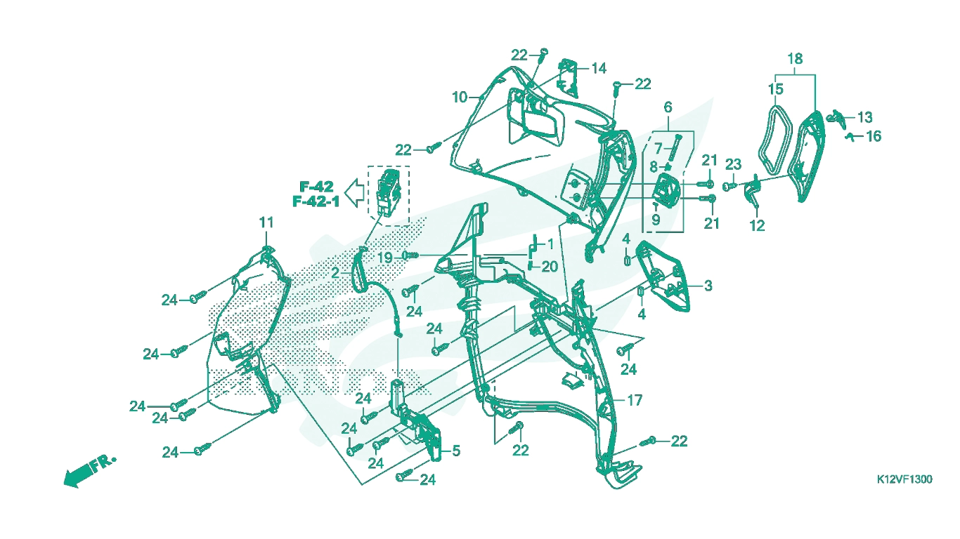 BỘ PHỤ TÙNG F - 13 CATALOGUE ỐP TRONG HONDA LEAD 125 K12 (2019+)