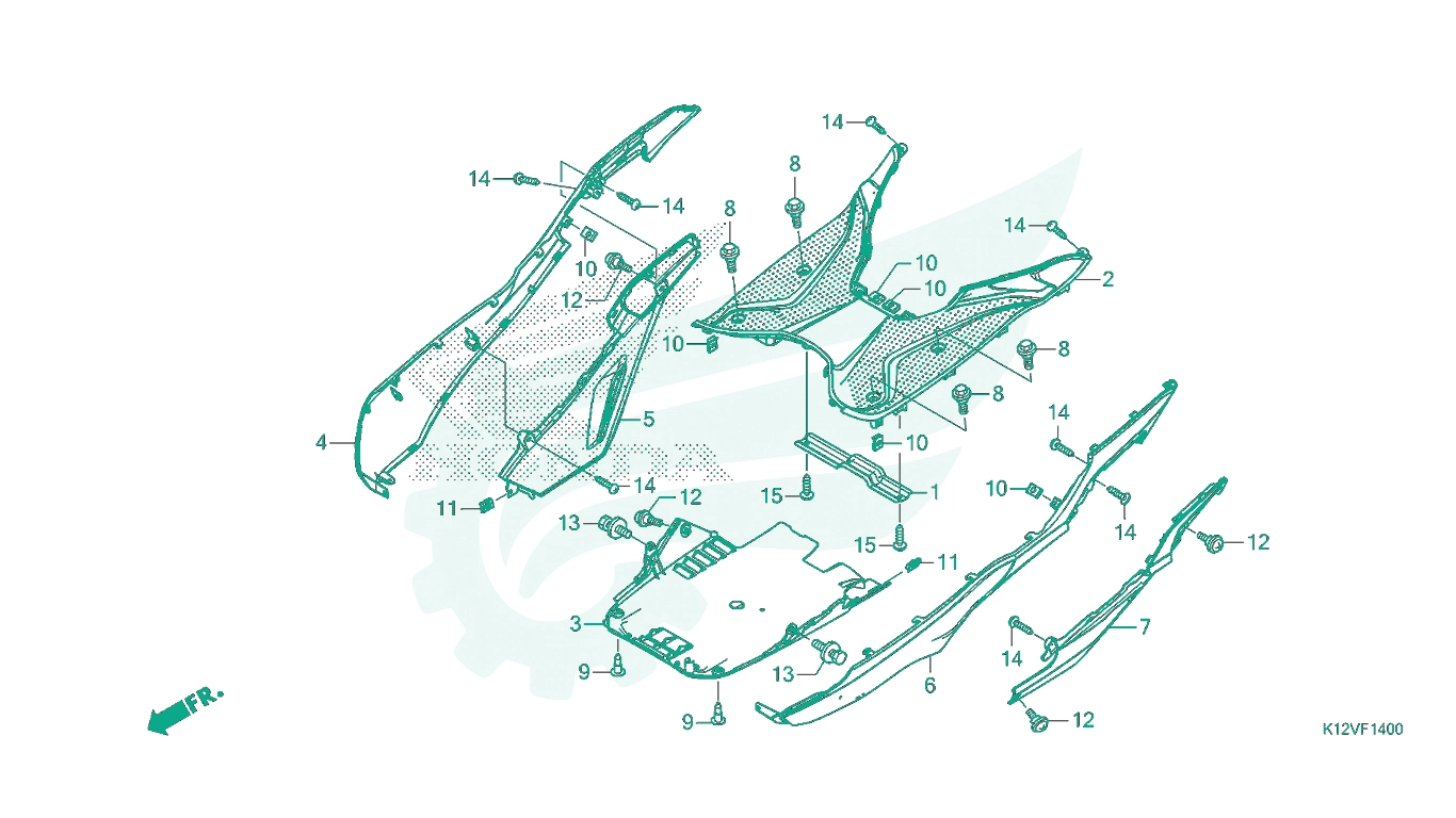 BỘ PHỤ TÙNG F - 14 CATALOGUE SÀN ĐỂ CHÂN HONDA LEAD 125 K12 (2019+)