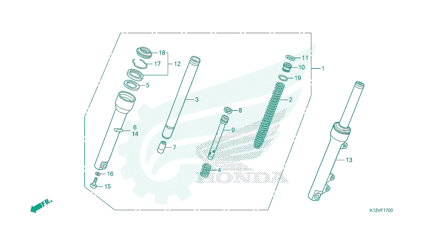 BỘ PHỤ TÙNG F - 17 CATALOGUE GIẢM XÓC TRƯỚC HONDA LEAD 125 K12 (2019+)