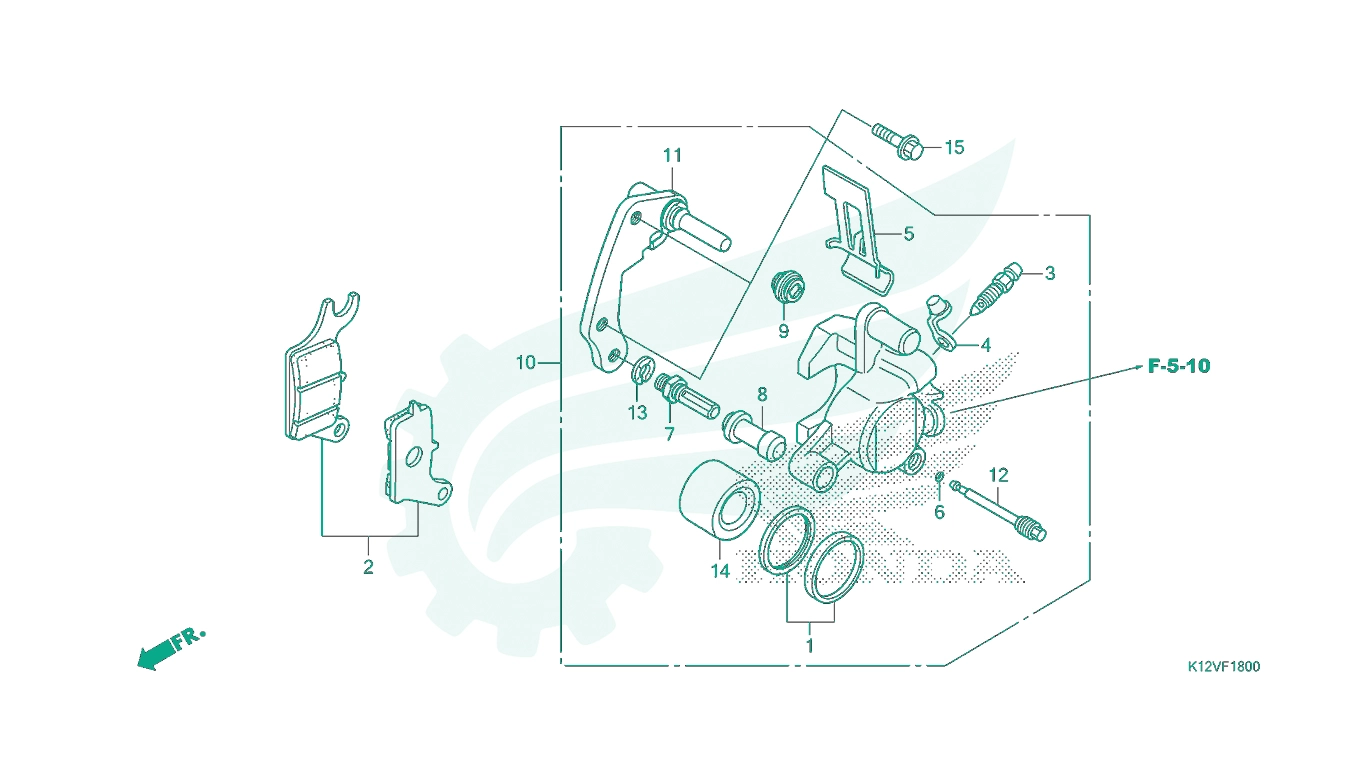 BỘ PHỤ TÙNG F - 18 CATALOGUE NGÀM PHANH TRƯỚC HONDA LEAD 125 K12 (2019+)