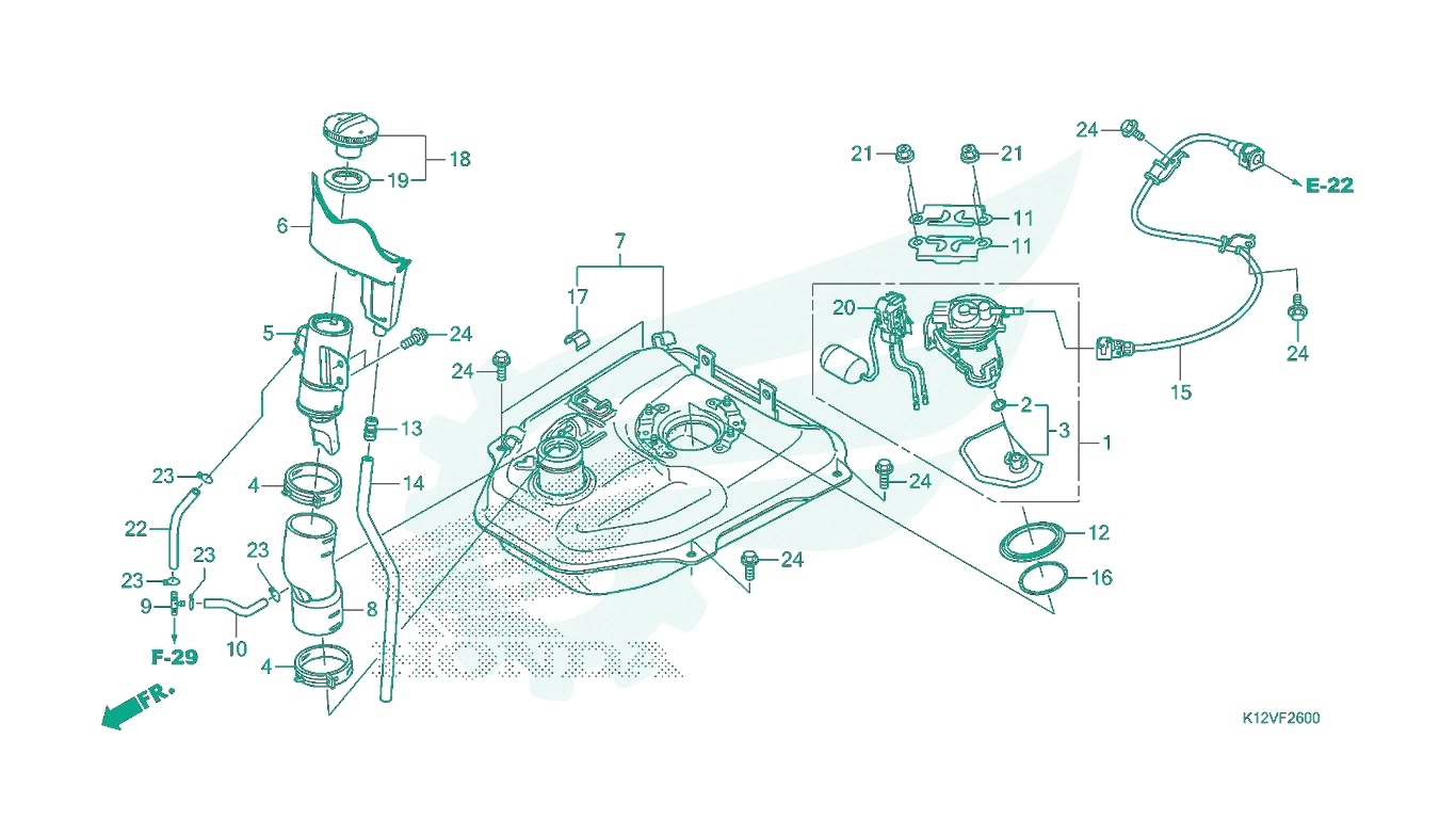 BỘ PHỤ TÙNG F - 26 CATALOGUE BÌNH XĂNG HONDA LEAD 125 K12 (2019+)