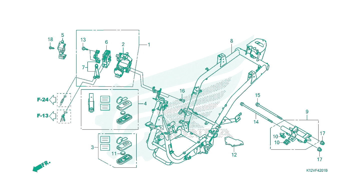 BỘ PHỤ TÙNG F - 42 - 1 CATALOGUE KHUNG XE(2) HONDA LEAD 125 K12 (2019+)