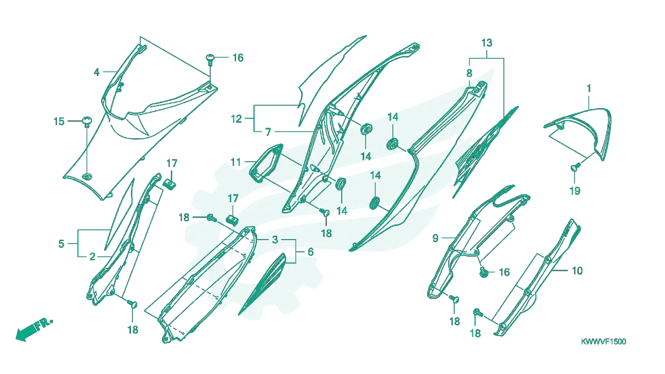 BỘ PHỤ TÙNG F - 15 CATALOGUE BỘ ỐP THÂN XE HONDA WAVE RSX 110 KWW (2013)