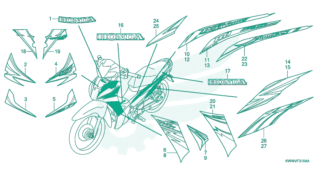 BỘ PHỤ TÙNG F - 31 - 4 CATALOGUE TEM MÁC XE (AFS110C) HONDA WAVE RSX 110 KWW (2013)