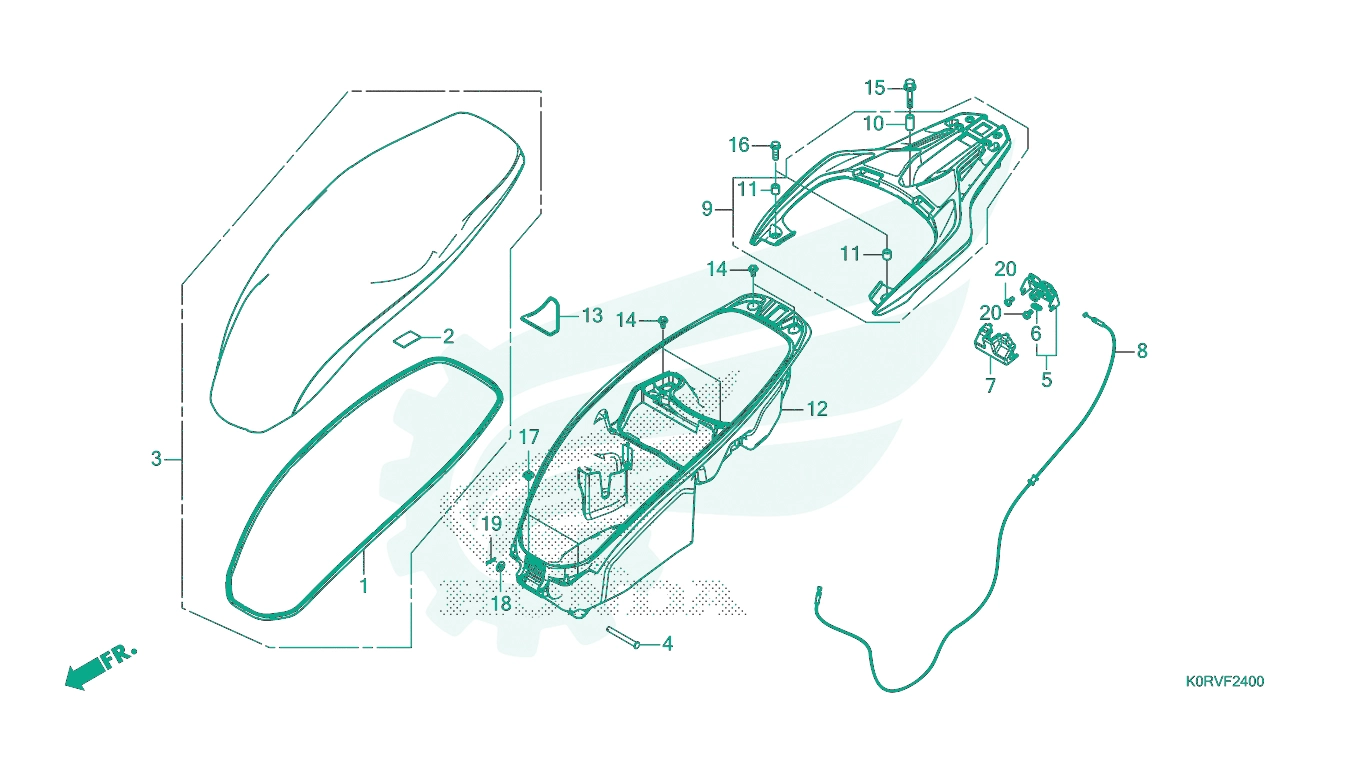 BỘ PHỤ TÙNG F - 24 CATALOGUE YÊN XE / HỘP ĐỰNG ĐỒ HONDA SH 125 / SH 160 (2023)