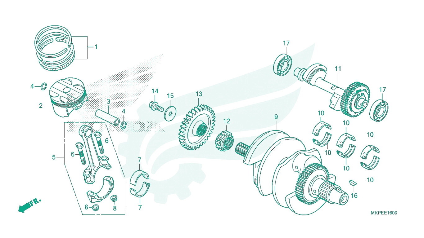 BỘ PHỤ TÙNG E - 16 CATALOGUE TRỤC KHUỶU / PÍT - TÔNG HONDA CB500F (2021+)