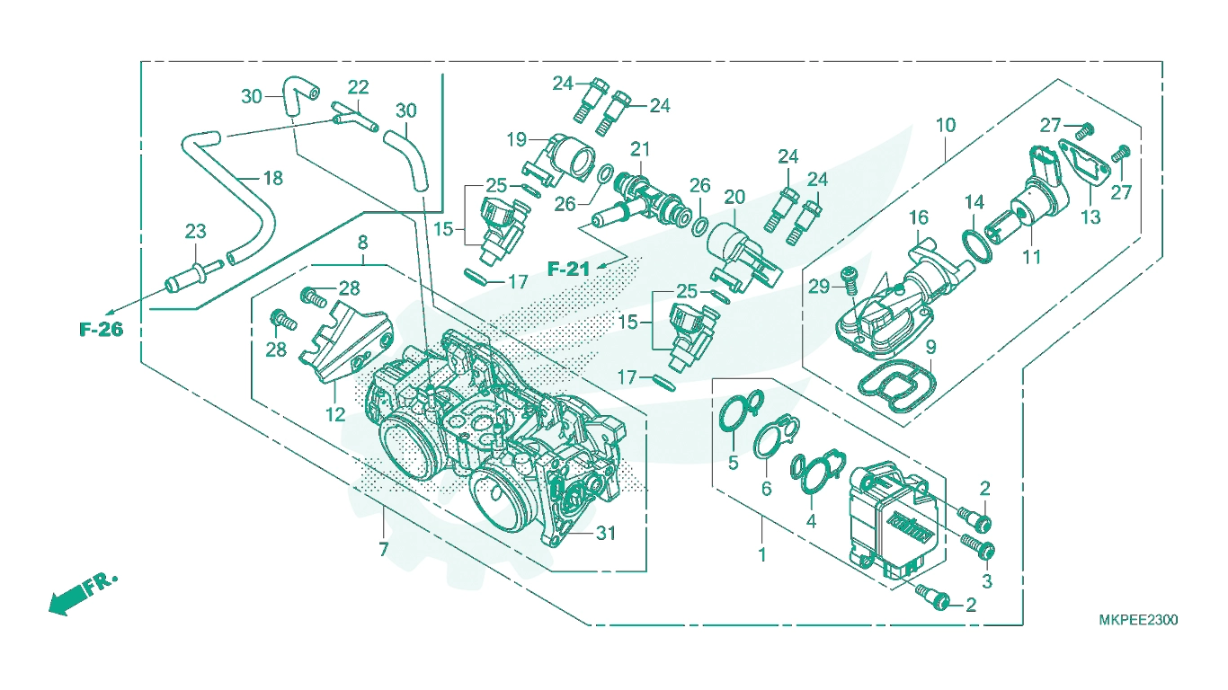 BỘ PHỤ TÙNG E - 23 CATALOGUE CỤM BƯỚM GA HONDA CB500F (2021+)