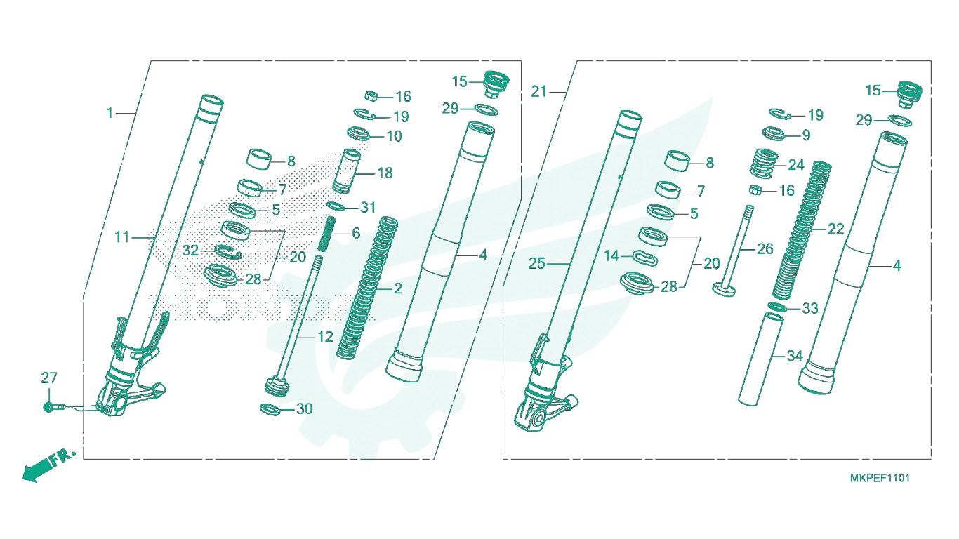 BỘ PHỤ TÙNG F - 11 - 1 CATALOGUE PHUỘC TRƯỚC (CB500FAN) HONDA CB500F (2021+)