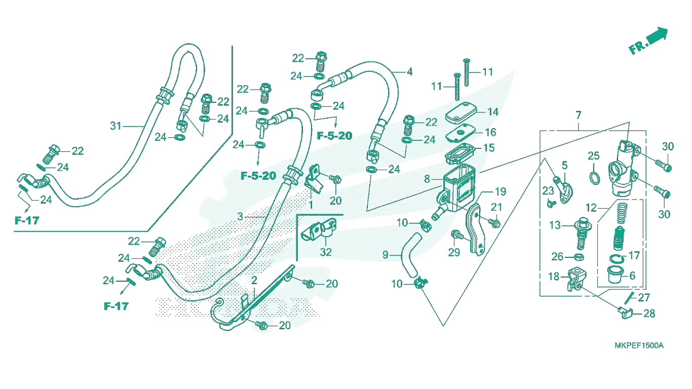 BỘ PHỤ TÙNG F - 15 CATALOGUE CỤM TAY THẮNG SAU HONDA CB500F (2021+)