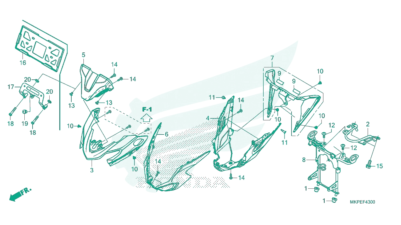 BỘ PHỤ TÙNG F - 43 CATALOGUE ỐP ĐẦU XE HONDA CB500F (2021+)
