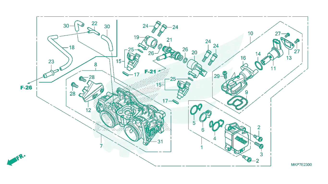 BỘ PHỤ TÙNG E - 23 CATALOGUE CỤM BƯỚM GA HONDA CB500X (2021+)