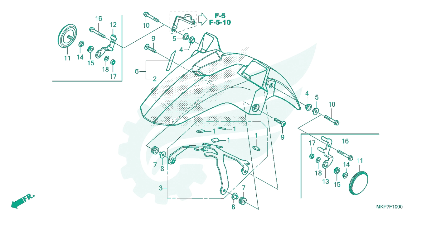 BỘ PHỤ TÙNG F - 10 CATALOGUE CHẮN BÙN TRƯỚC (CB400XA, CB500X, CB500XAK / L / M) HONDA CB500X (2021+)