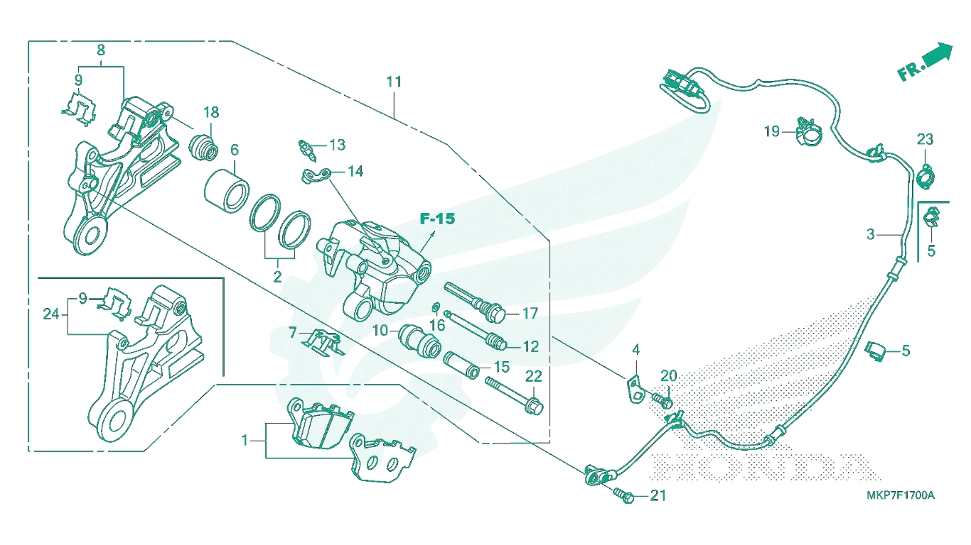 BỘ PHỤ TÙNG F - 17 CATALOGUE CỤM HEO THẮNG SAU HONDA CB500X (2021+)