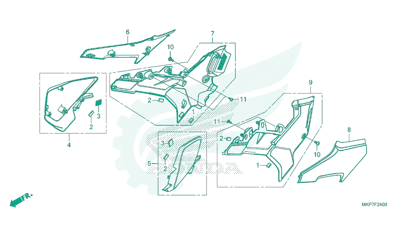 BỘ PHỤ TÙNG F - 24 CATALOGUE ỐP HÔNG HONDA CB500X (2021+)