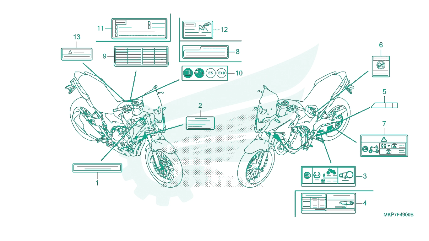 BỘ PHỤ TÙNG F - 49 CATALOGUE TEM CẢNH BÁO HONDA CB500X (2021+)