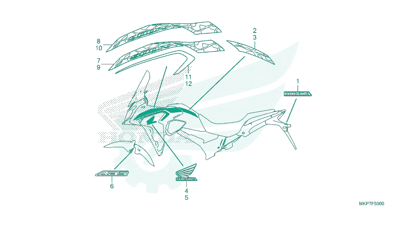 BỘ PHỤ TÙNG F - 50 CATALOGUE TEM MÁC XE (CB400XA, CB500X, CB500XAK / L / M) HONDA CB500X (2021+)