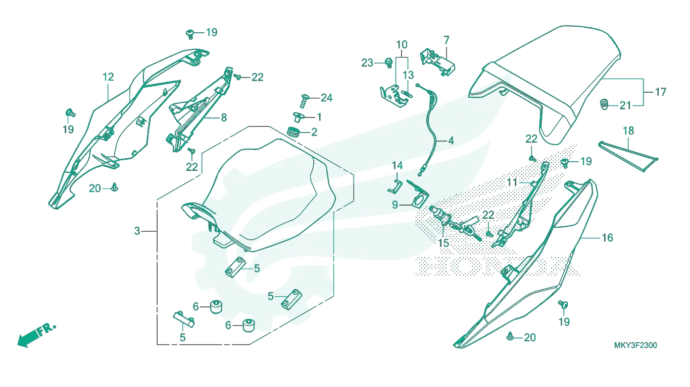 BỘ PHỤ TÙNG F - 23 CATALOGUE YÊN XE / ỐP ĐUÔI XE HONDA CB650R (2021)