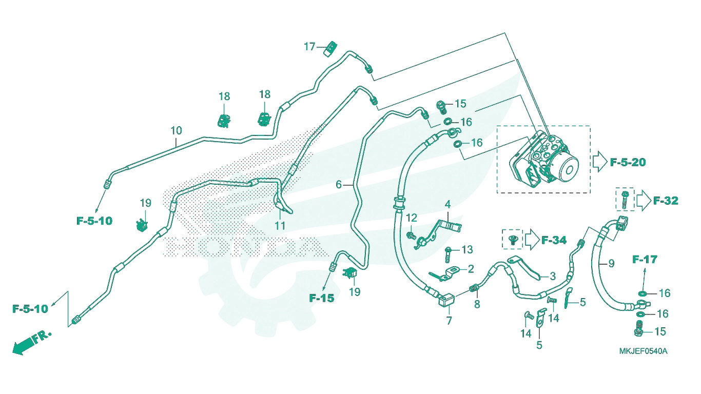 Sơ đồ phụ tùng Honda - BỘ PHỤ TÙNG F - 5 - 40 CATALOGUE ỐNG DẦU THẮNG / ĐƯỜNG ỐNG THẮNG HONDA CB1000R (2023)