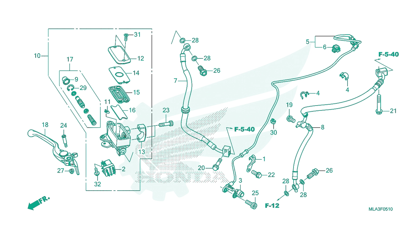 BỘ PHỤ TÙNG F - 5 - 10 CATALOGUE CỤM TAY PHANH TRƯỚC HONDA REBEL 1100 (2023)