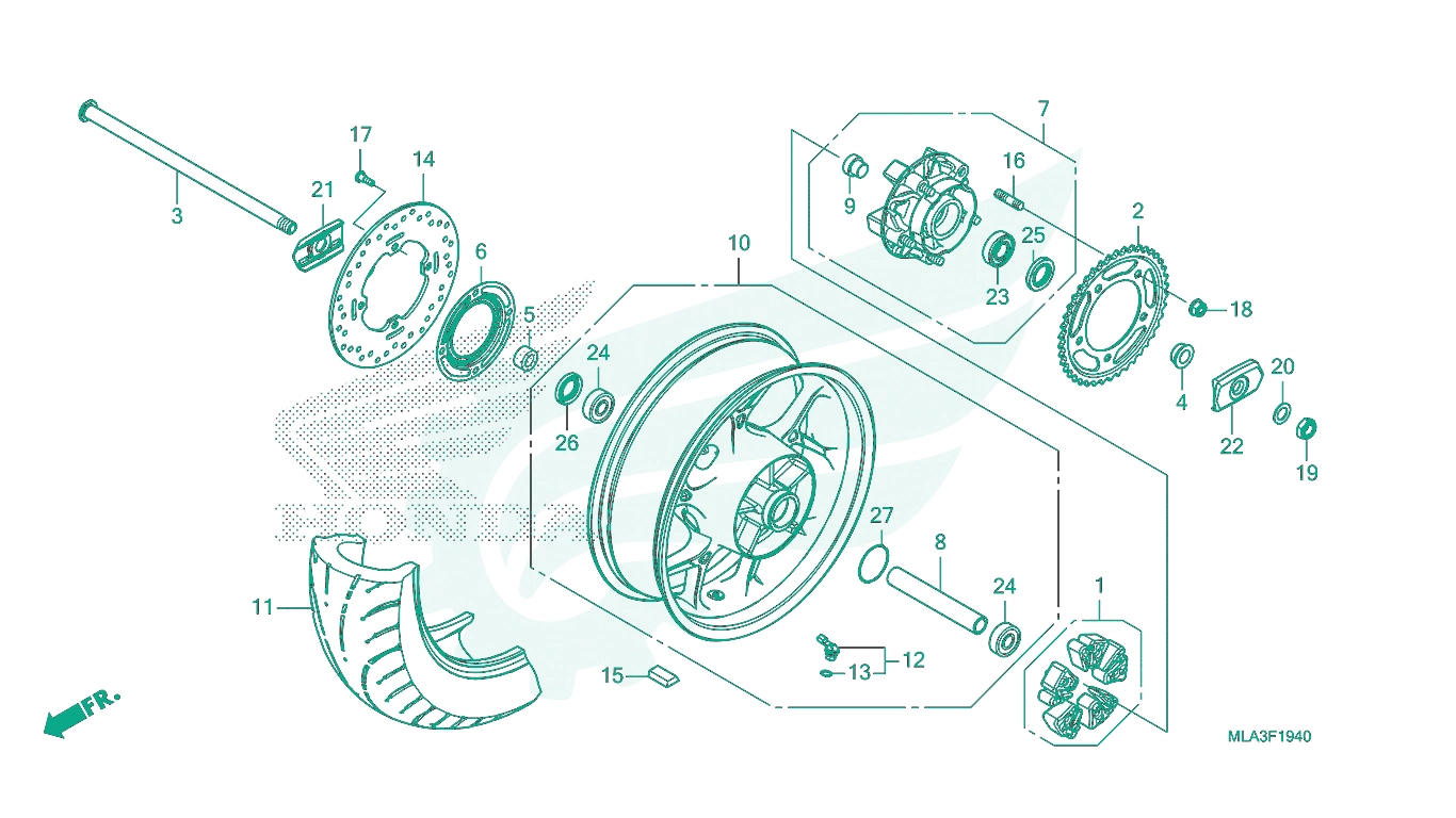 BỘ PHỤ TÙNG F - 19 - 40 CATALOGUE BÁNH XE SAU HONDA REBEL 1100 (2023)