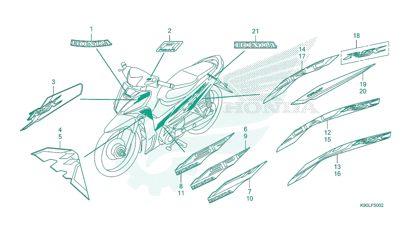 BỘ PHỤ TÙNG F - 50 - 2 CATALOGUE TEM / PHẦN TRANG TRÍ (AFP110F / SF / CSFP) HONDA WAVE RSX 110 (2023)
