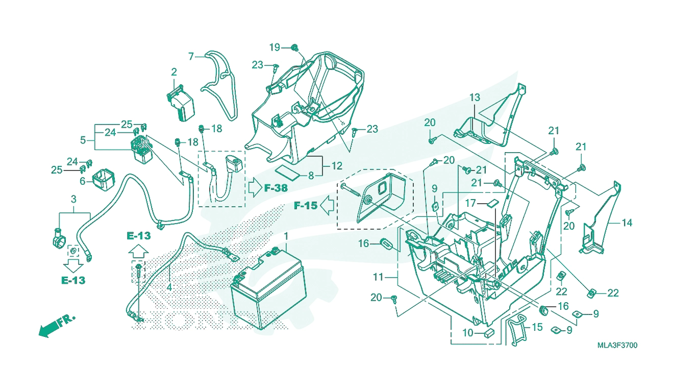 BỘ PHỤ TÙNG F - 37 CATALOGUE ẮC QUY / HỘP CÔNG CỤ HONDA REBEL 1100 (2023)