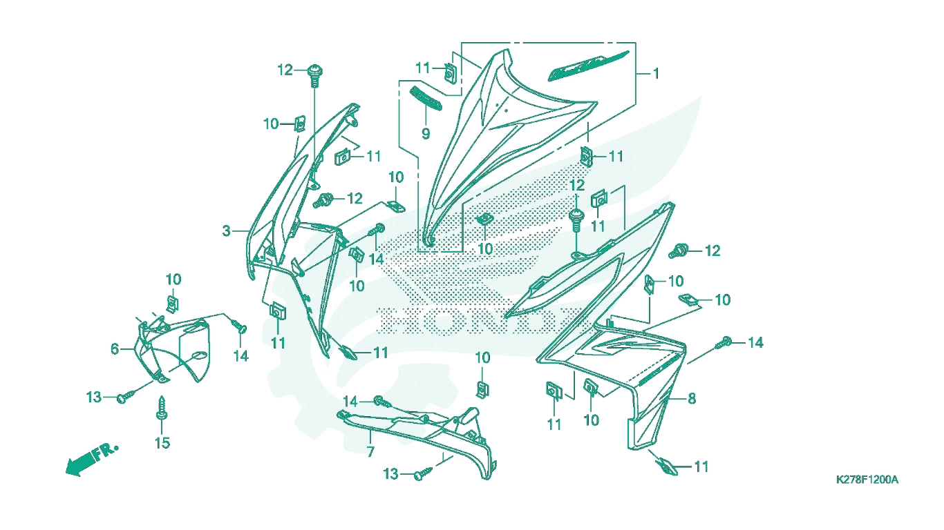 BỘ PHỤ TÙNG F - 12 CATALOGUE ỐP TRƯỚC HONDA AIR BLADE 125 (12 / 2012 - 11 / 2015)