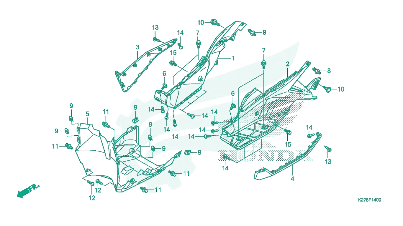 BỘ PHỤ TÙNG F - 14 CATALOGUE SÀN ĐỂ CHÂN – ỐP DƯỚI HONDA AIR BLADE 125 (12 / 2012 - 11 / 2015)