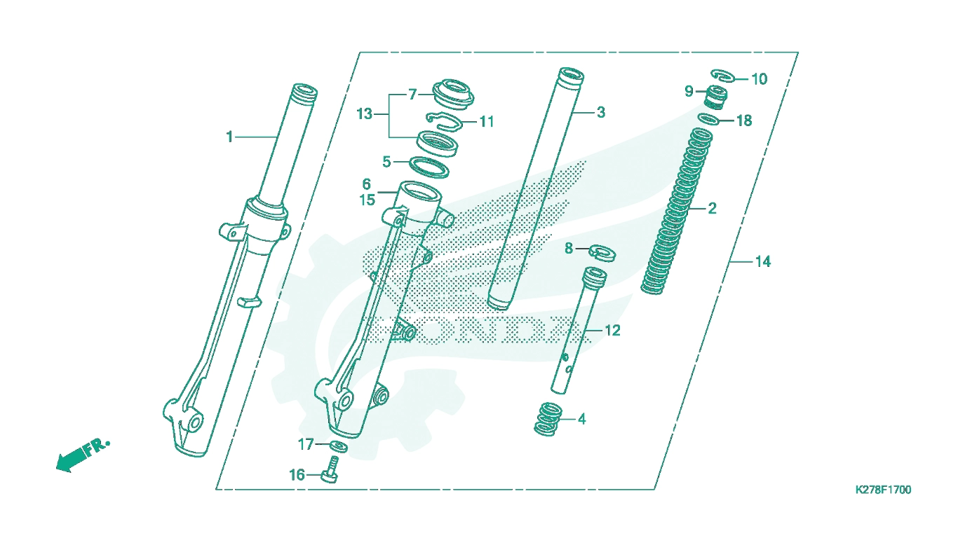 BỘ PHỤ TÙNG F - 17 CATALOGUE GIẢM XÓC TRƯỚC HONDA AIR BLADE 125 (12 / 2012 - 11 / 2015)