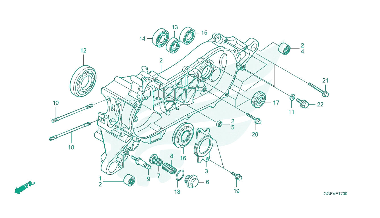 BỘ PHỤ TÙNG E - 17 CATALOGUE VÁCH MÁY TRÁI HONDA LEAD 110 (01 / 2009 - 03 / 2013)