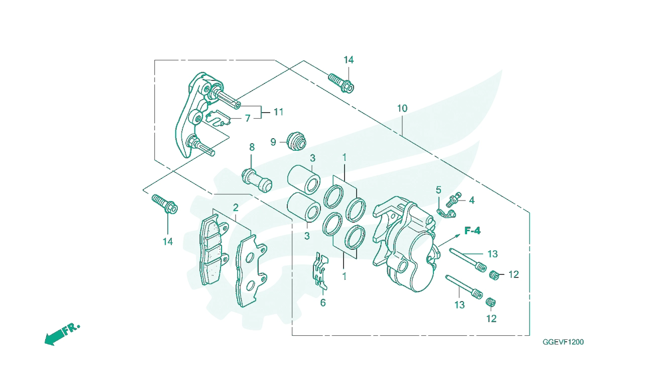 BỘ PHỤ TÙNG F - 12 CATALOGUE NGÀM PHANH TRƯỚC HONDA LEAD 110 (01 / 2009 - 03 / 2013)